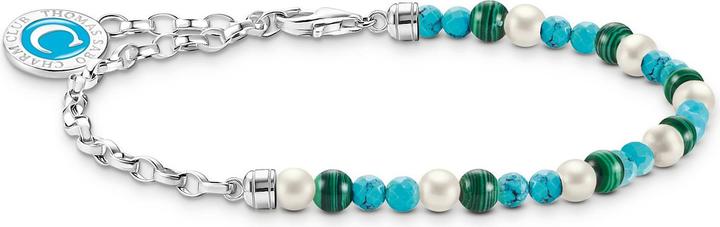 Produktbild Thomas Sabo Member Charm Armband mit Weissen Perlen Malachit und Charmista Coin Silber (13 cm, Emaille, 925er Silber)
