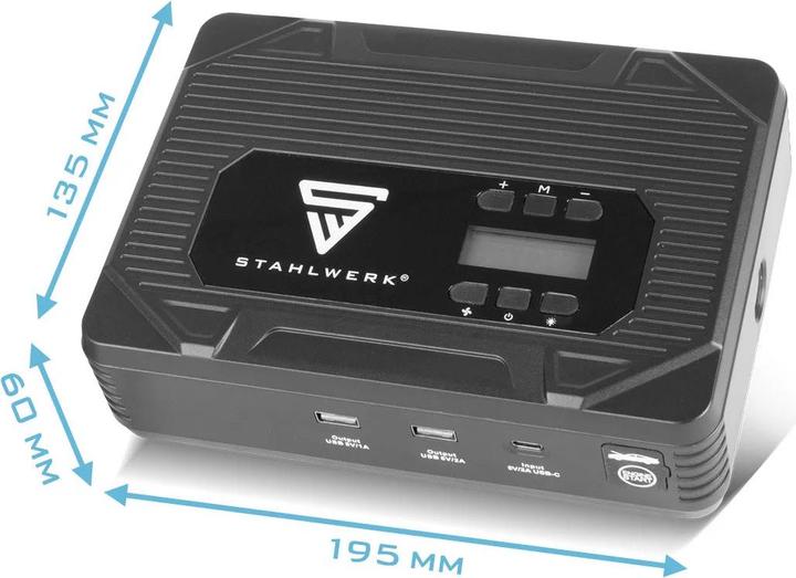 Actual product image Stahlwerk PB-1400 ST Powerbank Starthilfe 400 A 14.000 mAh Benzin- Dieselmotoren USB-Ladegerät (400 A, 14000 mAh)