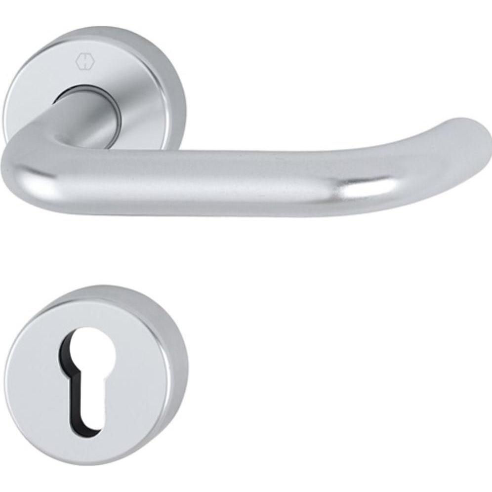 Hoppe, Türgriff + Fenstergriff, Rosettengarnitur Paris 138/42H/42HKVS Aluminium F1 rund PZ DIN links / rechts D/D (Türgr...