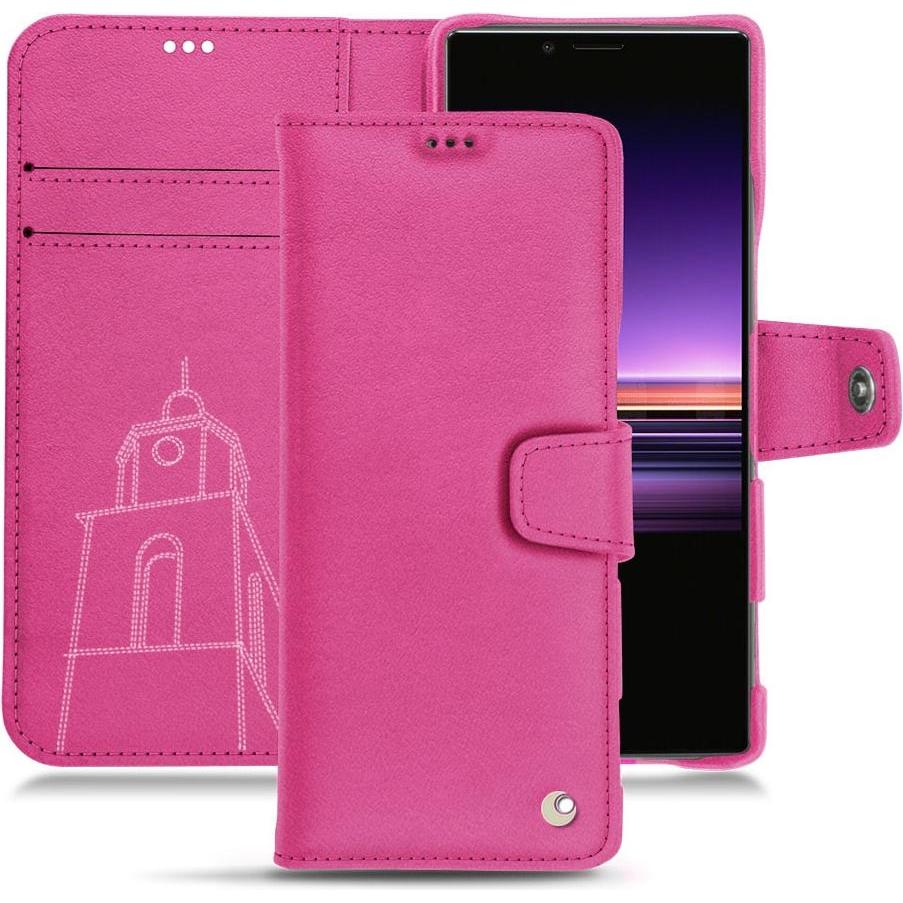 Noreve Lederschutzhülle Wallet (Sony Xperia 1), Smartphone Hülle, Rosa