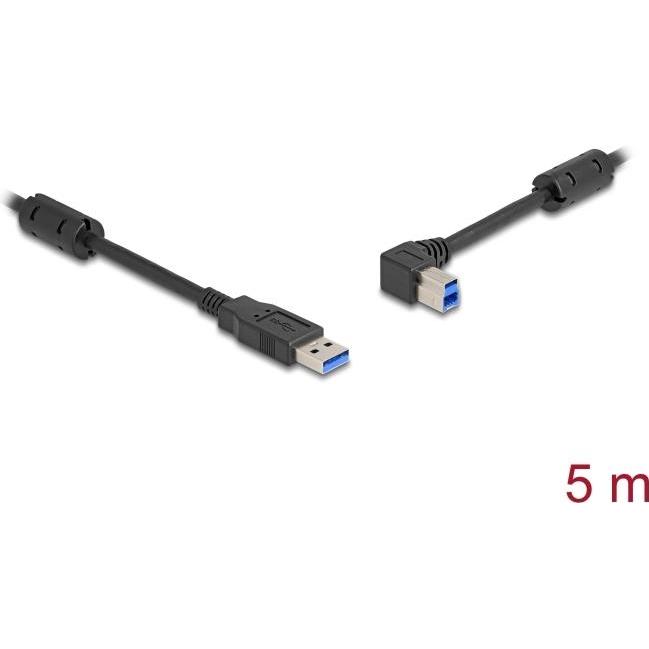 Delock USB 5 Gbps Kabel Typ-A Stecker zu Typ-B Stecker 90° l (5 m, USB 3.2 Gen 1), USB Kabel