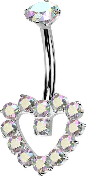 Immagine prodotto Star Piercing Banane Innengewinde silber Kristall multicolor gefasst und Herz Kristalle multicolor (senza ottone, Titanio)