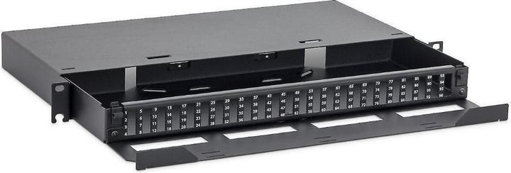 Triton RAB-FO-X76-A1 - Ausziehbares Opto-Patch-Panel 1HE für 24 LC-D Stecker quad, RAL 9005, schwarz