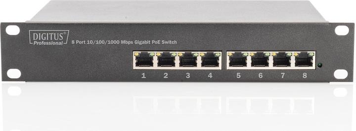 Actual product image Digitus Gigabit Ethernet PoE switch, 8-port PoE+, 10", up to 80 W PoE budget (8 ports)