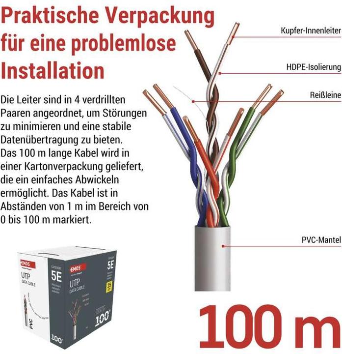 Immagine prodotto Emos UTP CAT5E PVC 100M (UTP, CAT5e, 100 m)