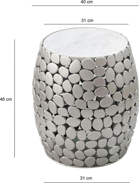 Produktbild FineBuy Beistelltisch rund 40cm Metall Couchtisch Marmor Alu Wohnzimmertisch Dekotisch