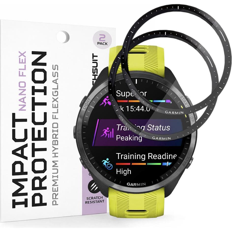 Techsuit - Nano Flex (2 pack) - Garmin Forerunner 965 - Black, Accessori per smartwatch, Nero