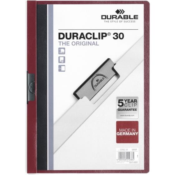 Durable, Mappe, Duraclip 30 Präsentations-Mappe PVC Burgund (A4, 1 x)