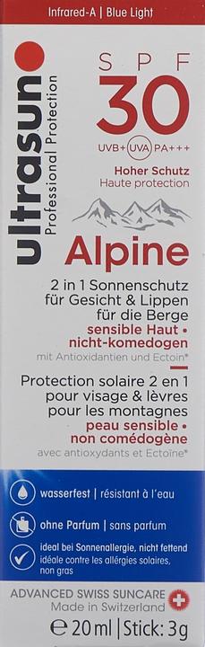 Produktbild Ultrasun Alpine (Sonnenstick, Sonnencreme Gesicht, SPF 30, 20 ml, 40 g)