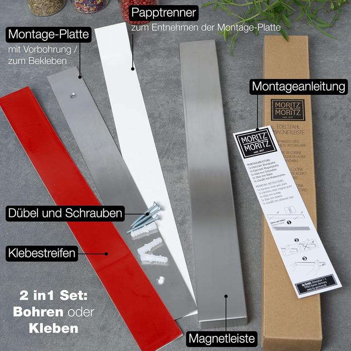 Actual product image Moritz & Moritz 2-teiliges magnetisches Messerleisten-Set