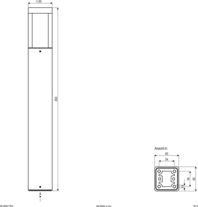 Produktbild EVN WLQ65071502 LED Wegeleuchte 650mm (391 lm, IP54)