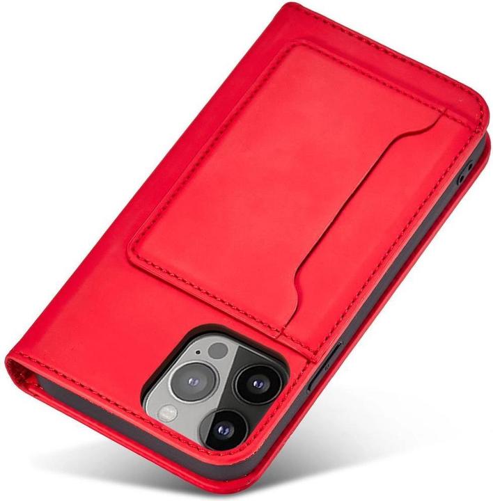 Actual product image Hurtel Magnet Card Case for iPhone 13 Pro Max Pouch Card Wallet Card Holder Red (Apple iPhone 13 Pro Max)