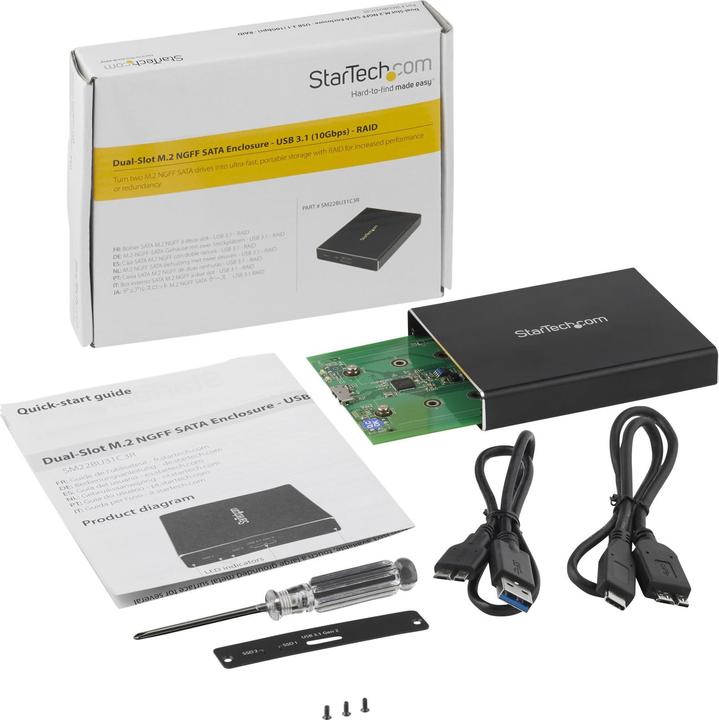 Image du produit StarTech Boîtier De Lecteur HDD Double Slot (M.2 2230, M.2 2242, M.2 2260, M.2)