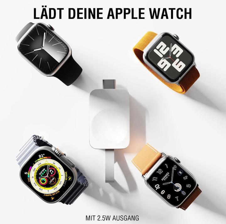 Actual product image 3MK Bezprzewodowa ładowarka do Apple Watch z wejśćiem USB-C white/biała 541225 (1 m, USB 3.2 Gen 1, 2.50 W)