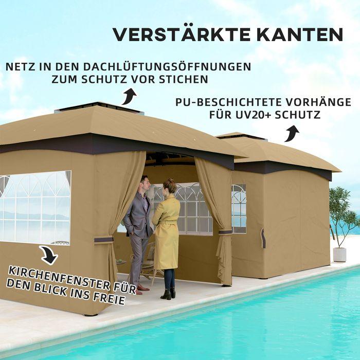 Produktbild Swisshandel24 Pavillon ca. 3,4x3,4 m wasserabweisend, verzinkter Metallrahmen, Beige (335 cm, 335 cm)