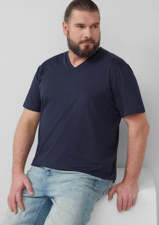 Produktbild S.Oliver T-Shirt Jersey-T-Shirt mit V-Ausschnitt und Logo (XXL)