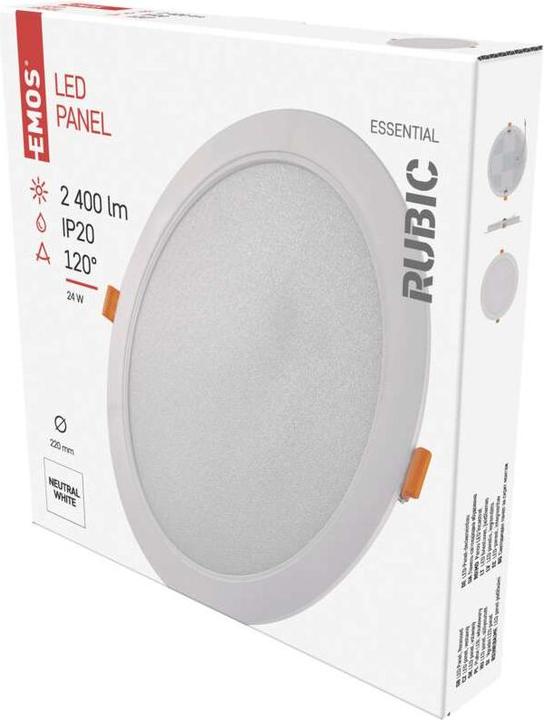 Produktbild Emos LED-Einbauleuchte RUBIC, rund, weiss, 24W, neutralweiss (2400 lm)