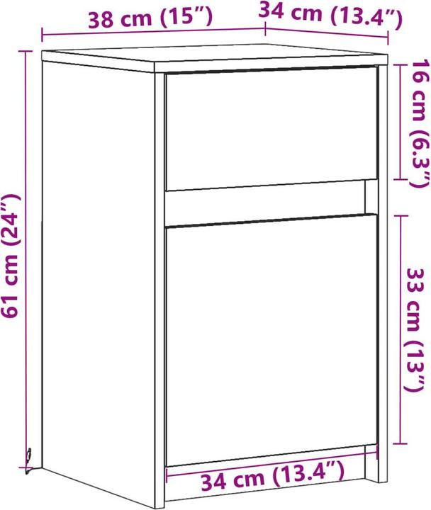 Actual product image vidaXL Nachttisch (38 x 34 x 61 cm)