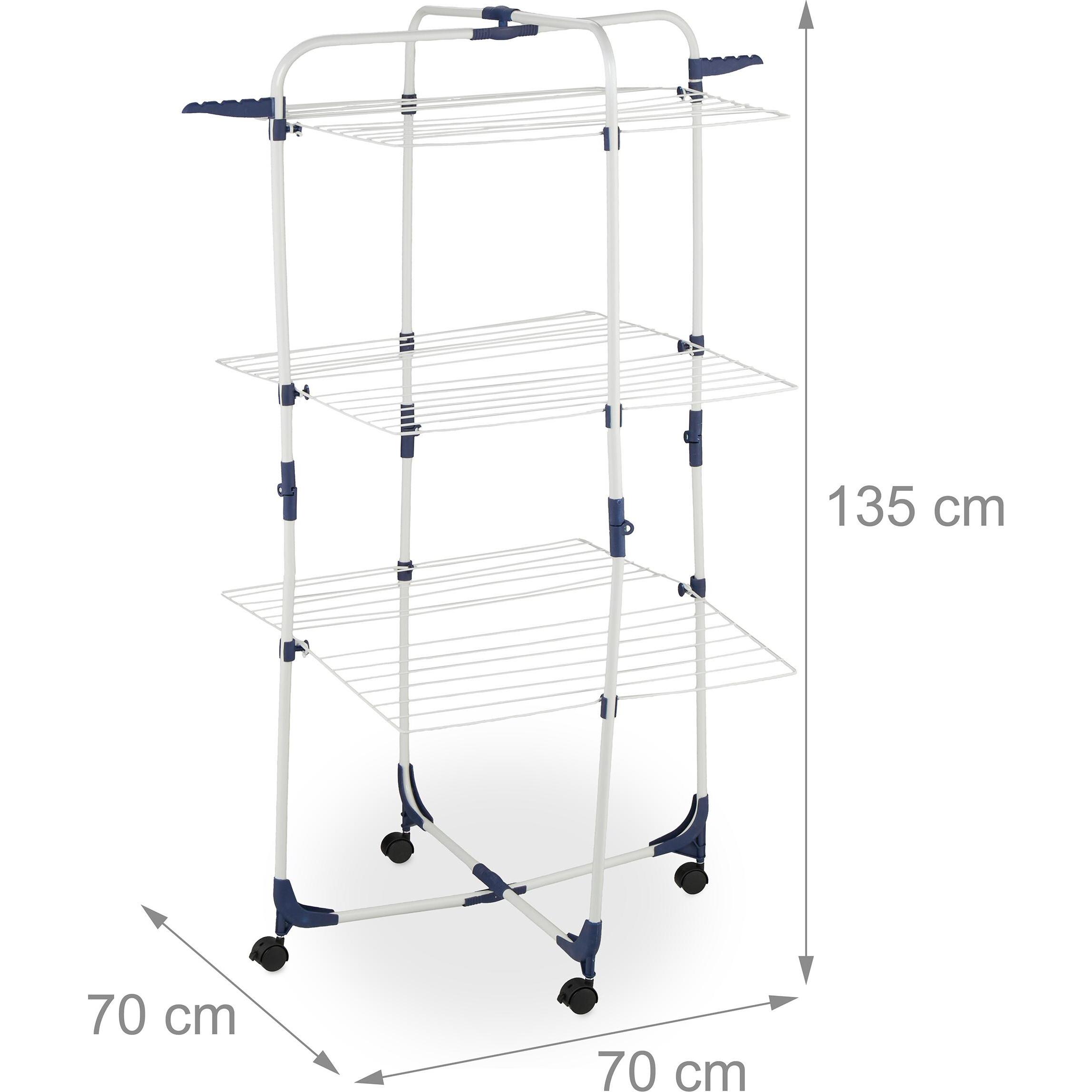 Relaxdays Turmwäscheständer 33m mit Rollen, Stendibiancheria, Bianco