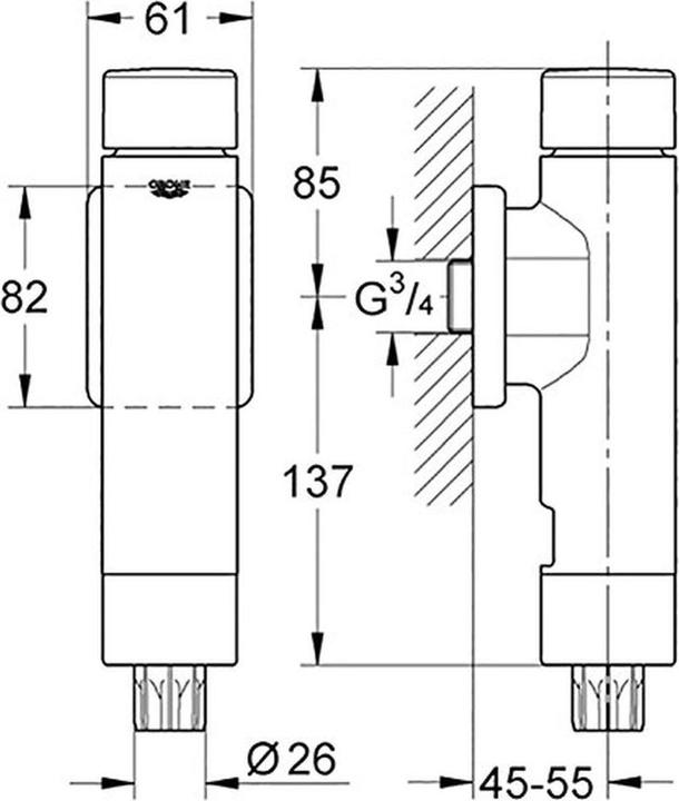 Produktbild Grohe Druckspüler Rondo A.S.