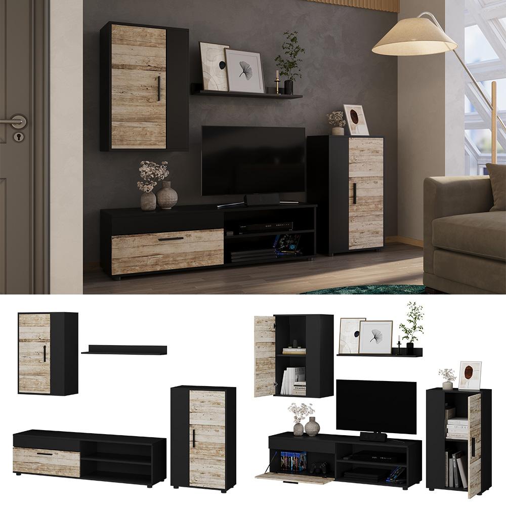 Thumbnail - Vicco, Wohnwand, Wohnwand Berno, Beige/Anthrazit, set, 4 Teile