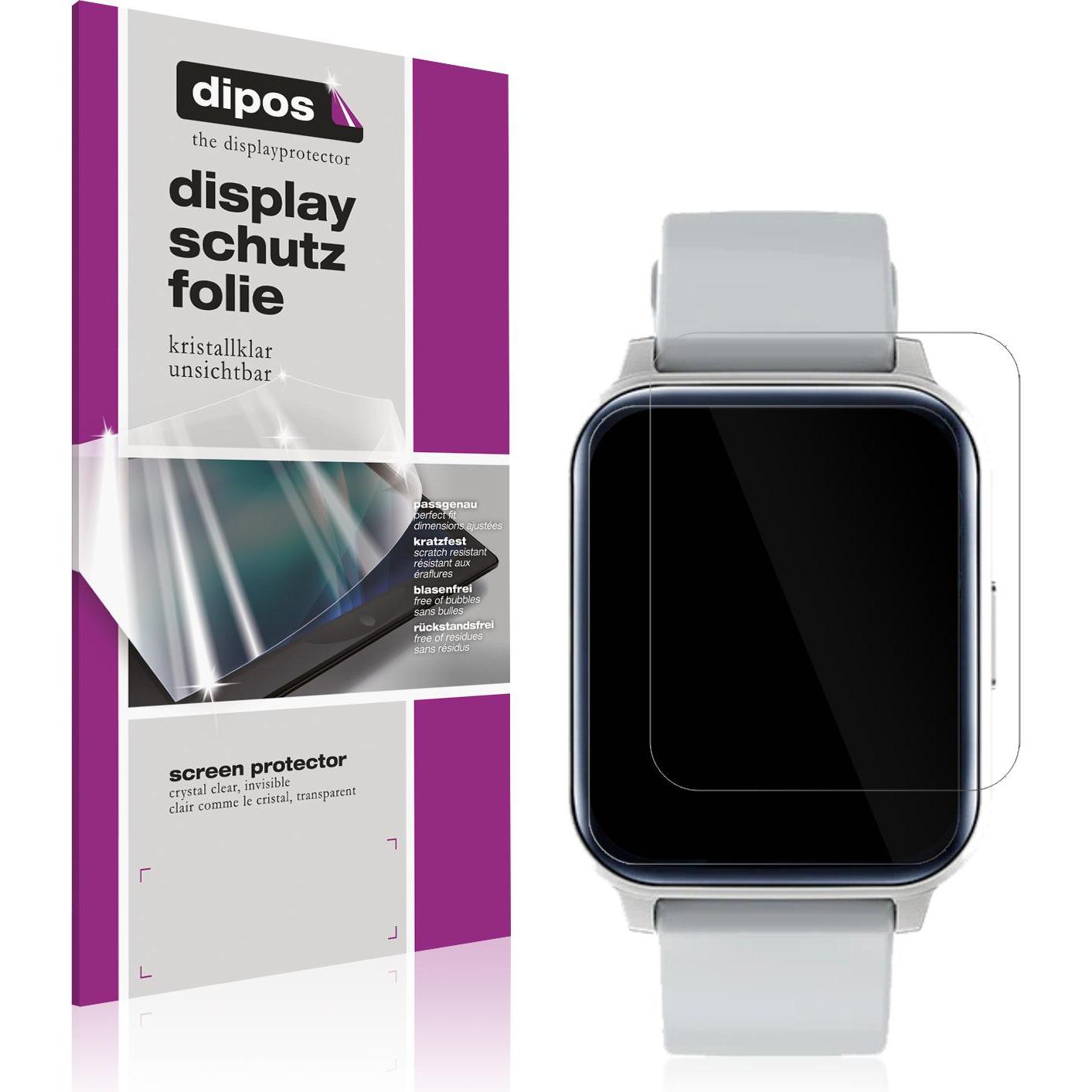 Dipos Displayschutzfolie Crystalclear, Smartwatch Schutzfolie, Transparent
