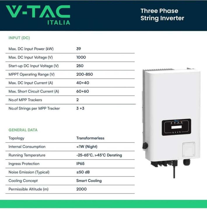 Actual product image V-TAC SUN30KG04 Deye Three-Phase OnGrid Photovoltaic Inverter 30 kW