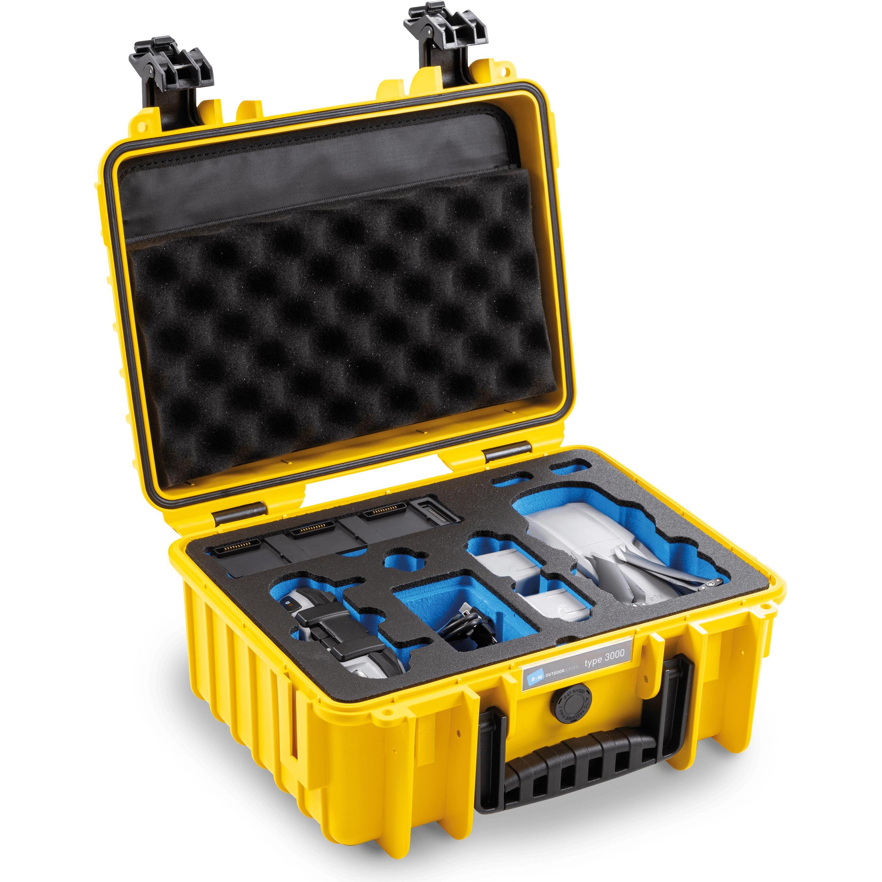 B&W International Elicottero Case Tipo 3000 Y DJI Mavic Air 2 Inlay (Custodia per drone, DJI Mavic Air 2), Borsa per drone RC, Giallo
