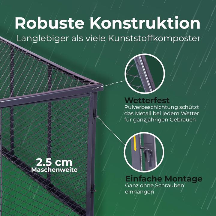 Actual product image Novatool Garten-Komposter Metall 100x100x50 cm + Deckel oder Boden, mit erweiterbarem Stecksytem, pu (500 l)