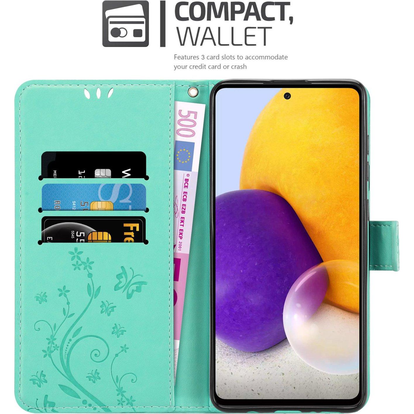Thumbnail - Cadorabo Flower Book Hülle für Samsung Galaxy A73 5G (Samsung Galaxy A73 5G), Smartphone Hülle, Türkis