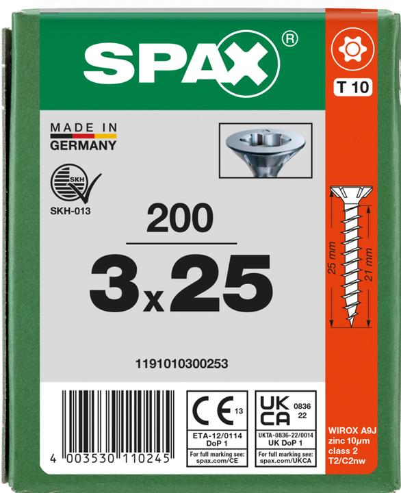 Produktbild Spax Universalschrauben 3 x 25 mm, 200 Stück (200 Schrauben pro Stück)