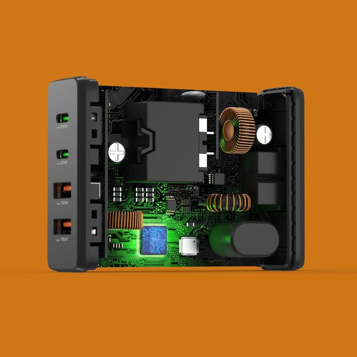 Produktbild Hama Ladestation 4 Ports, GaN, Schnellladegerät, 2xUSB-C, 2xUSB-A, PD, 65 W, SW (65 W, 4 Ports)