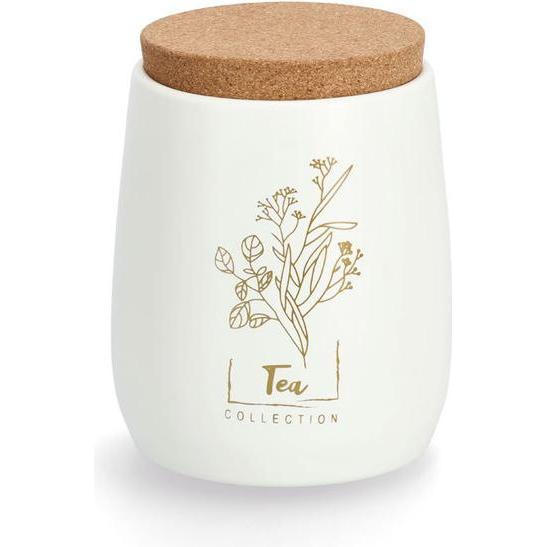 Zeller Present Vorratsdose m. Korkdeckel "Tea", 750 ml, Metall, Vorratsbehälter, Weiss