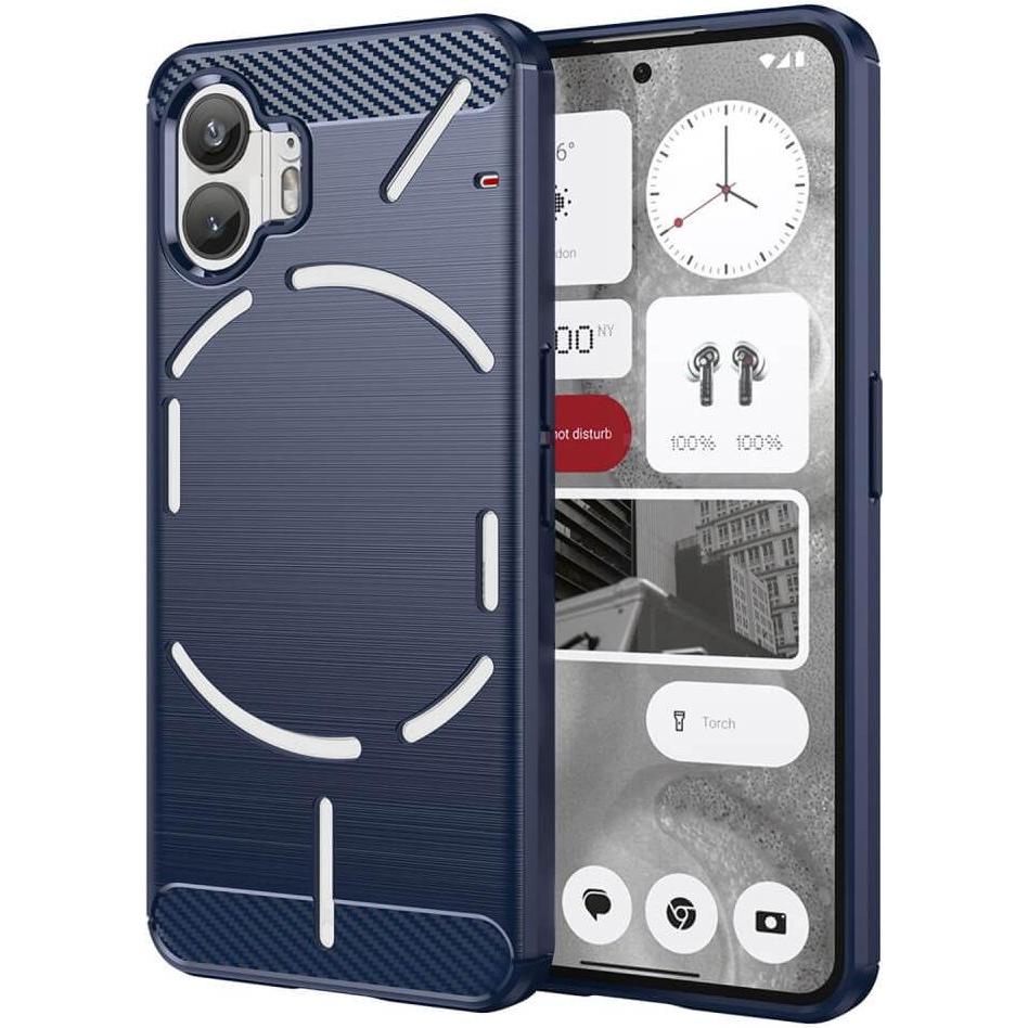 Thumbnail - Cover-Discount Nothing Phone (2) - Metall Carbon Look Hülle blau (Nothing Phone (2)), Smartphone Hülle, Blau