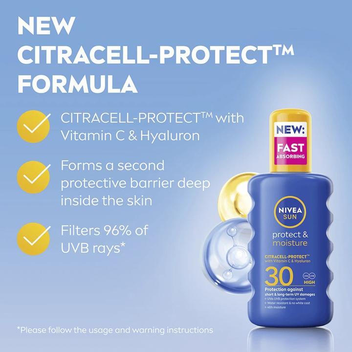 Actual product image NIVEA Sun Protect & Moisture (Sun spray, SPF 30, 200 ml, 150 g)