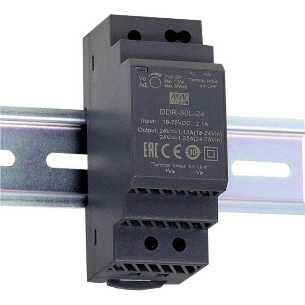 MeanWell, Systemstromversorgung, Hutschienen DC/DC Wandler (DIN Rail) 24 V/DC 1.25 A 30 W 1 x