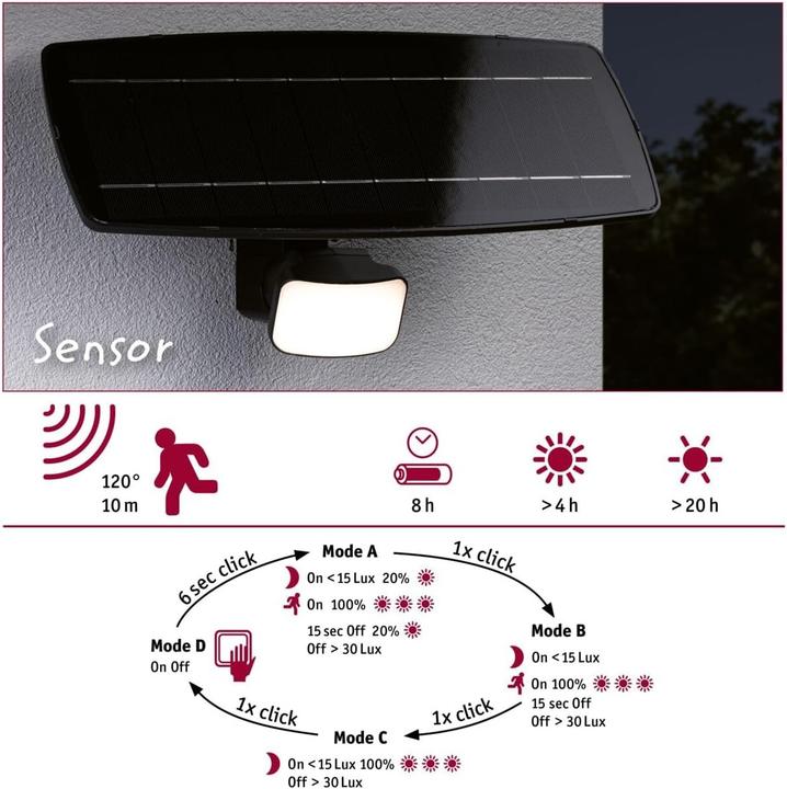Image du produit Paulmann Solar Wandfluter Flotas (700 lm, IP65)