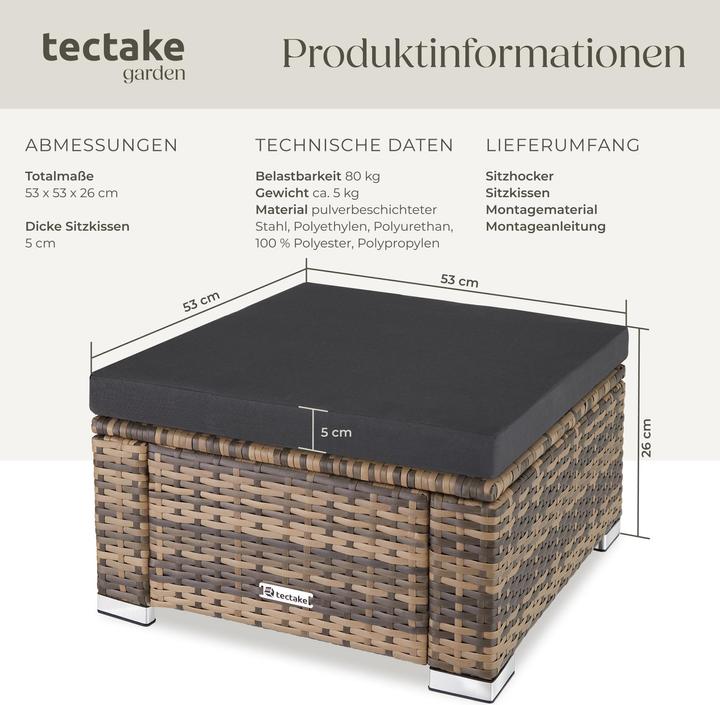 Produktbild tectake Rattan Sitzhocker