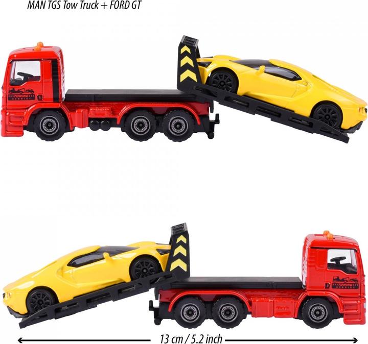 Actual product image Majorette MAN TGS Tow Truck w. Ford GT yellow