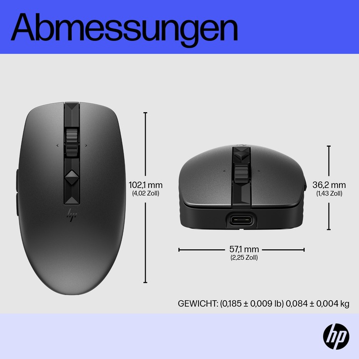 Image du produit HP 715 RECHBL Souris Bluetooth Mult-Dvc (Sans fil, Filaire)