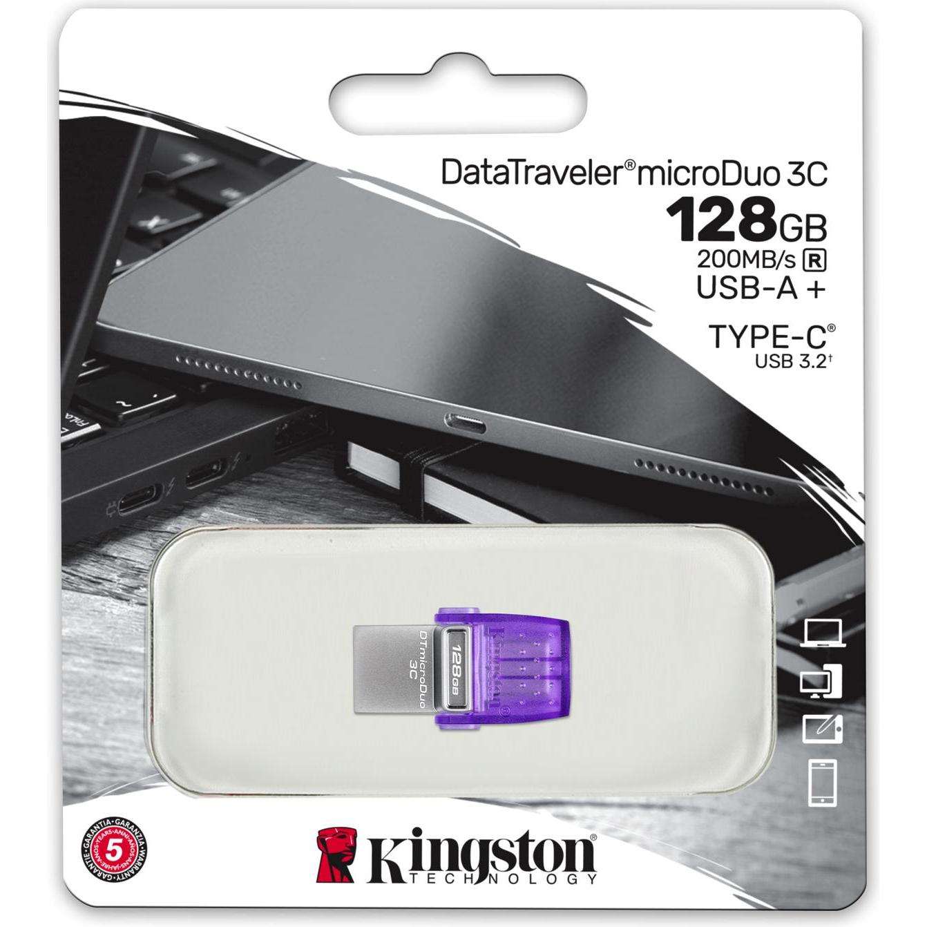 Thumbnail - Kingston DataTraveler microDuo 3C (128 GB, USB-C, USB 3.2), USB Stick, Violett
