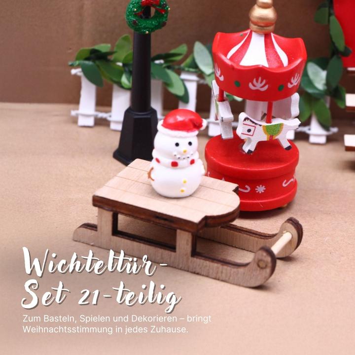 Produktbild Hermex 21-tlg. Wichteltür-Set Miniaturwelt Weihnachtsdeko Elfentür-Zubehör