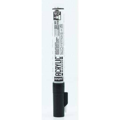 Pebeo, Marker, Acrylic Marker Extra Dünn Rundspitze 0,7mm (Weiss, 0.70 mm)