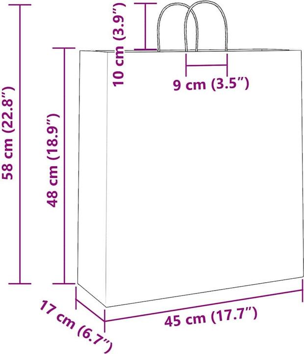 Produktbild vidaXL Kraftpapiertüten 250 Stk. mit Henkel Blau 45x17x48 cm Papiertüte (Geschenktüte, 250 x)