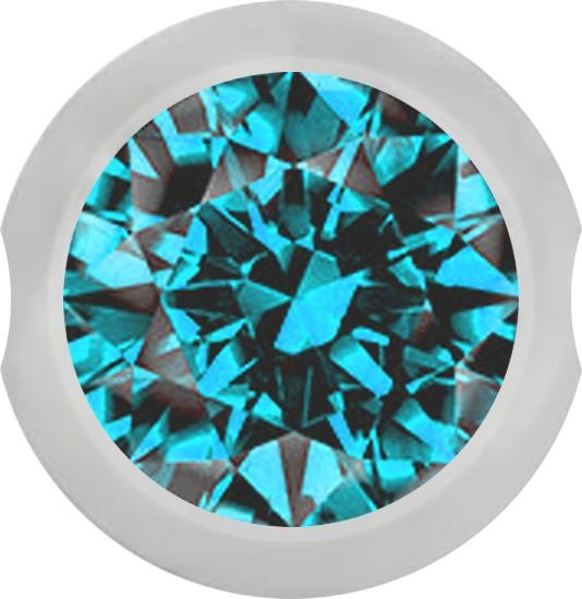 Produktbild Star Piercing Ball Closure Kugel silber mit Kristall aqua (Chirurgenstahl 316L)