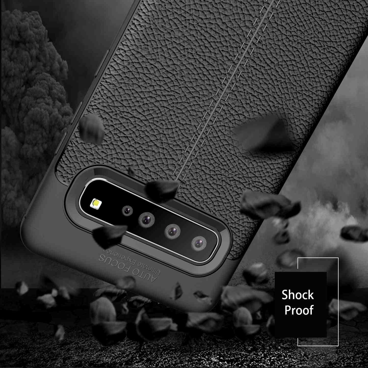 Thumbnail - Cadorabo TPU Cover Kunstleder Struktur (Samsung Galaxy S10 5G), Smartphone Hülle, Schwarz