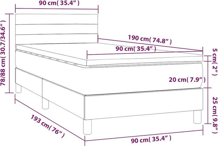 Image du produit vidaXL Boxspringbett (90 x 190 cm)
