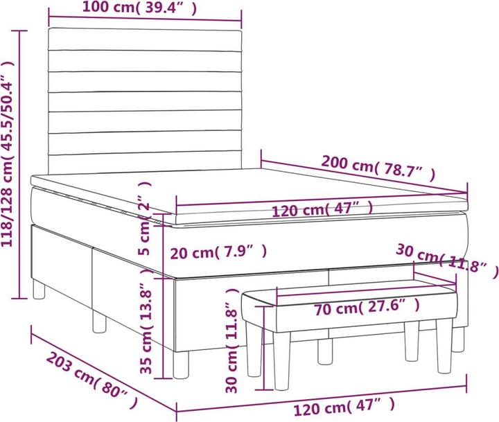 Actual product image vidaXL Boxspringbett (120 x 200 cm)