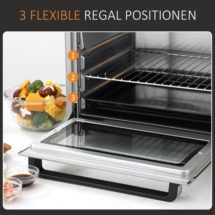 Image du produit Swisshandel24 Mini-four 32L 1600W Mini four électrique avec bac à scories Métal Inox Verre Argent