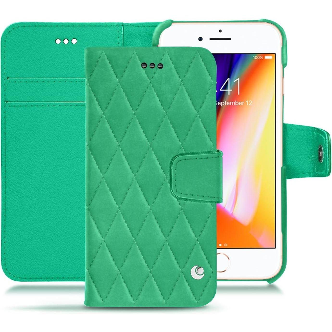 Noreve Lederschutzhülle Wallet (Apple iPhone 8), Smartphone Hülle, Grün